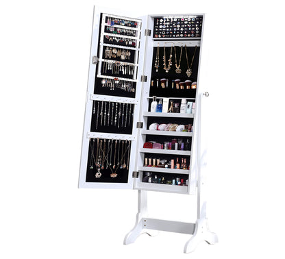 idropship Dual Use Mirrored Jewellery Dressing Cabinet in White Colour
