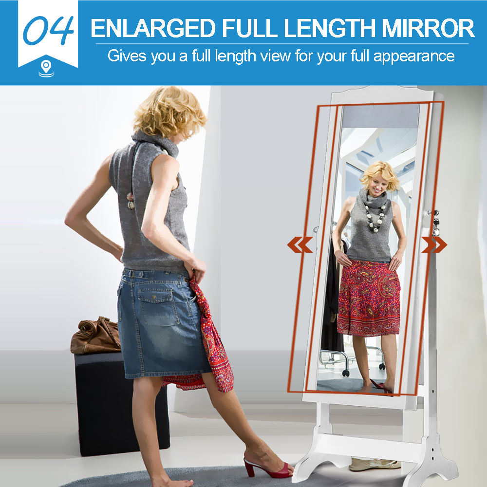 Dual Use Mirrored Jewellery Dressing Cabinet with LED Light in Black