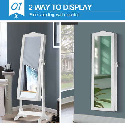 Dual Use Mirrored Jewellery Dressing Cabinet with LED Light in Black