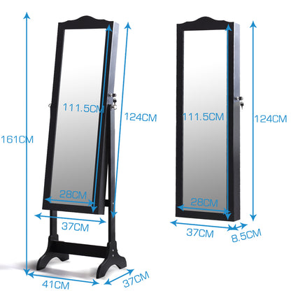 Dual Use Mirrored Jewellery Dressing Cabinet with LED Light in Black