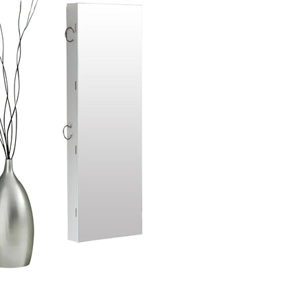 Wall Mounted or Hang Over Mirror Jewellery Cabinet in White Colour