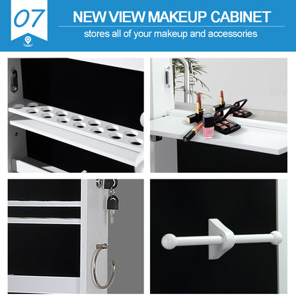 Wall Mounted or Hang Over Mirror Jewellery Cabinet in White Colour