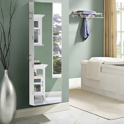 Wall Mounted or Hang Over Mirror Jewellery Cabinet in White Colour