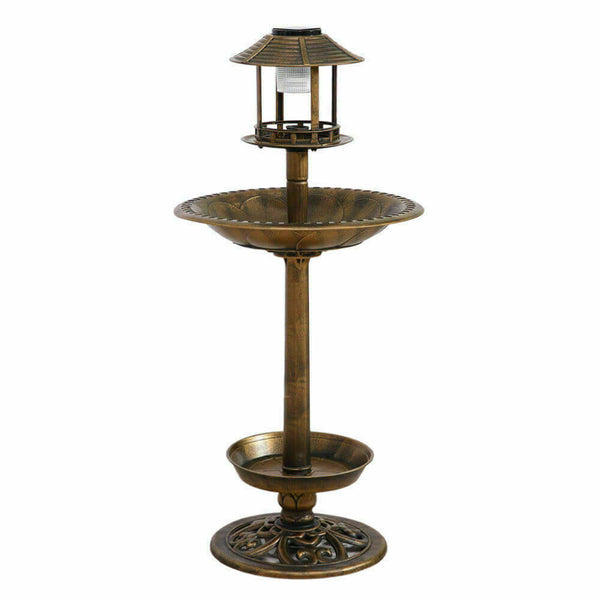  Ornamental Solar Light Garden Ornaments Bird Bath Feeder Feeding Food Station