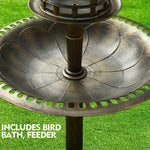 2x Ornamental  Garden Decor Bird Bath Feeding Station Food Feeder Solar Light