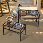 Dual Elevated Raised Pet Dog Feeder Bowl Stainless Steel Food Water Stand