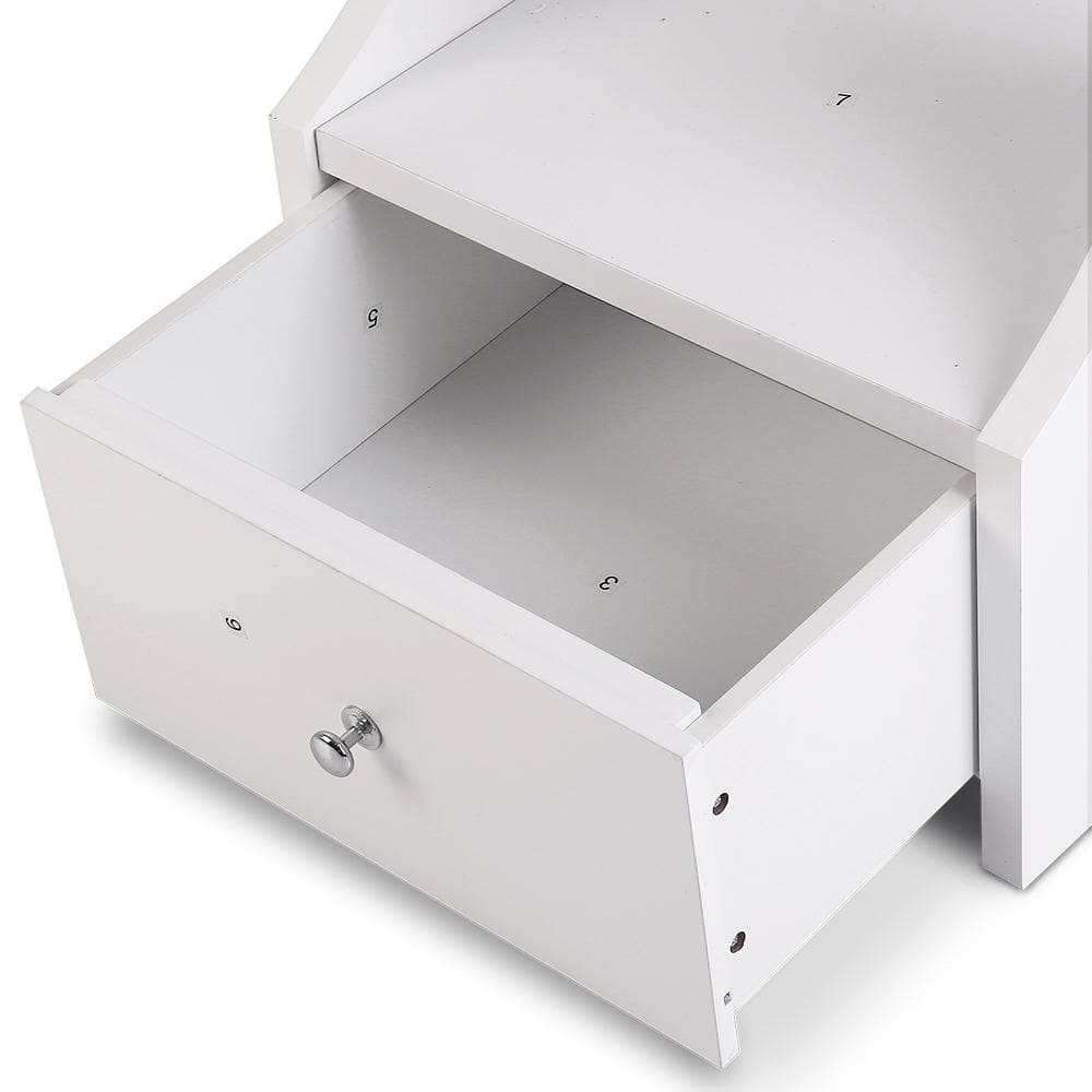 Jewellery Cabinet with Mirror and LED Light - White