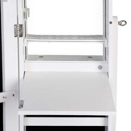 Jewellery Cabinet with Mirror and LED Light - White