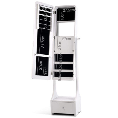 Jewellery Cabinet with Mirror and LED Light - White