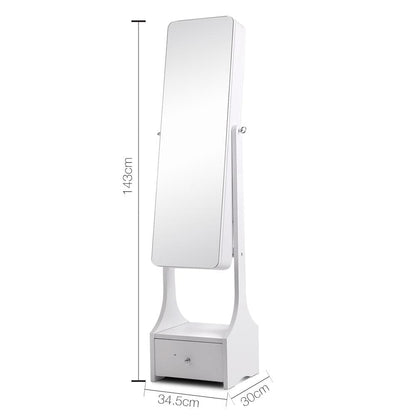 Jewellery Cabinet with Mirror and LED Light - White