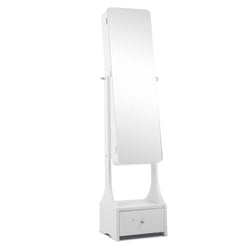 Jewellery Cabinet with Mirror and LED Light - White