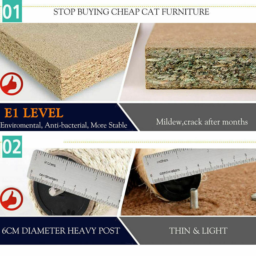 183cm Cat Scratching Post Tree Gym House Condo Furniture Scratcher Pole Brown