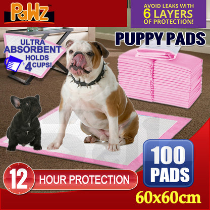 100pcs 60x60cm Puppy Pet Dog Indoor Cat Toilet Training Pads Absorbent Pink