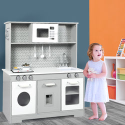 Kids Kitchen Play Set Wooden Toy Children Cooking Role Food Home Cookware