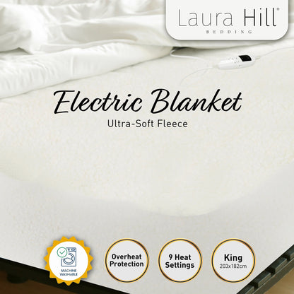 Fleece 9 Level Heated Settings Electric Blanket - King