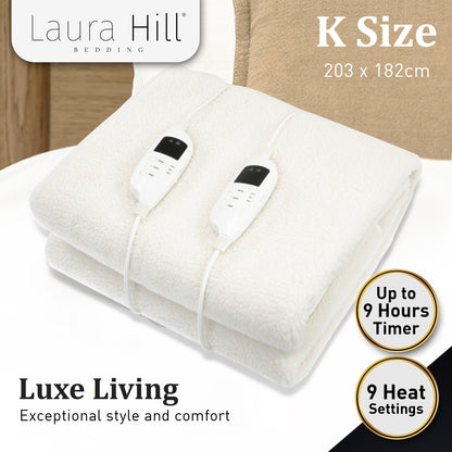 Fleece 9 Level Heated Settings Electric Blanket - King