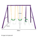 Kids 4-Seater Swing Set Purple Green