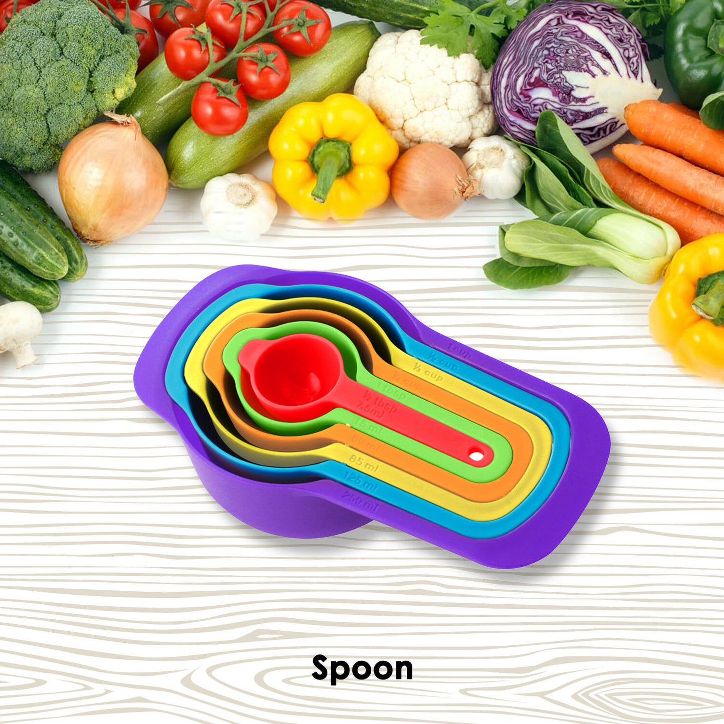 10 Pcs Nesting Rainbow Measuring Cups Mixing Bowls with Handles Sieve Spoon