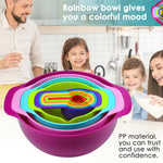 10 Pcs Nesting Rainbow Measuring Cups Mixing Bowls with Handles Sieve Spoon