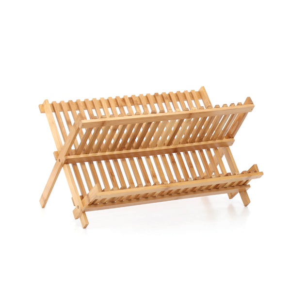  Dish Rack Bamboo Foldable Drainer Drying Dish Holder Plate Utensil Cultery Tray