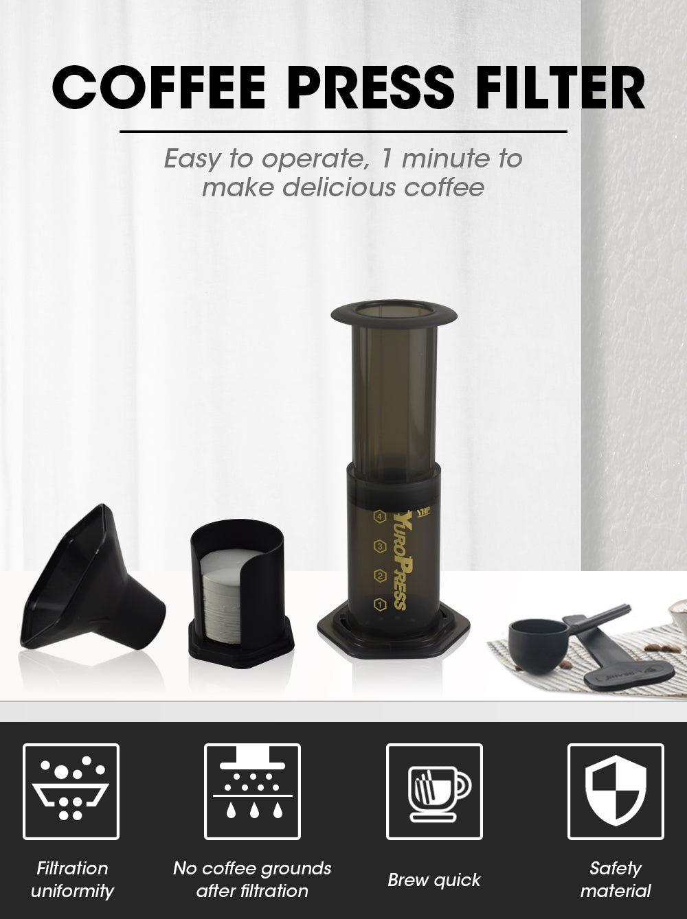 Coffee & Expresso Maker Kit with 350 Filters - 100% Genuine