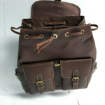Unisex Leather Backpack - Dark Brown