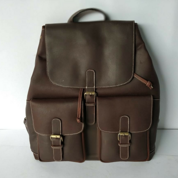  Unisex Leather Backpack - Dark Brown