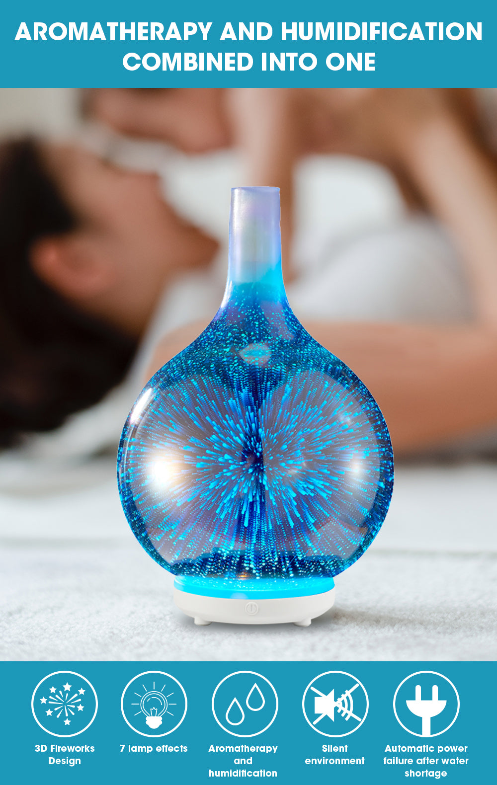 Ultrasonic Aroma Aromatherapy Diffuser 3D Light Oil Firework Humidifier