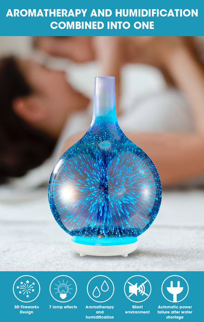 Ultrasonic Aroma Aromatherapy Diffuser 3D Light Oil Firework Humidifier