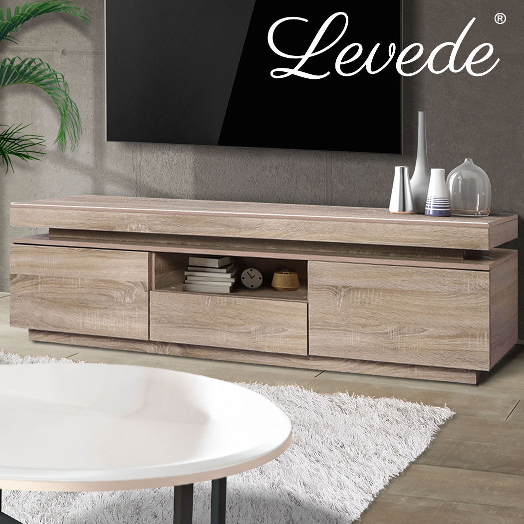 Entertainment Unit Stand RGB LED Furniture Wooden Shelf 180cm 
