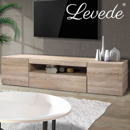 Entertainment Unit Stand RGB LED Furniture Wooden Shelf 200cm 
