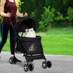 Foldable Pet Stroller Pushchair Black