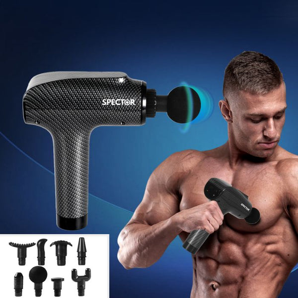  Spector 8 Heads Muscle Vibrating Massage Gun-Carbon fiber grey