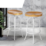Adjustable height Wooden Barstools Swivel Vintage Chair-White