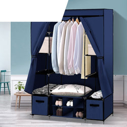 Portable cloth Storage Wardrobes Navy Blue 
