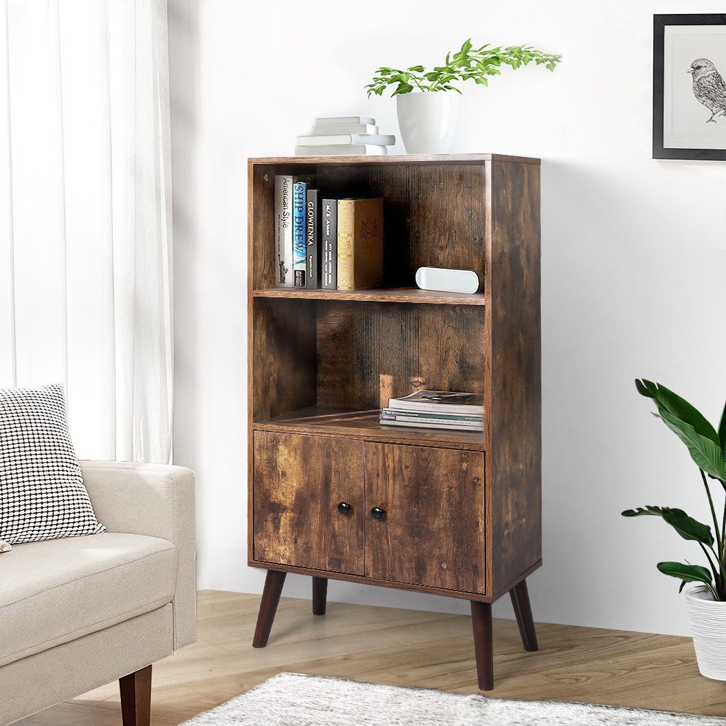 Industrial Display Shelf Cabinet Storage Bookshelf- Brown