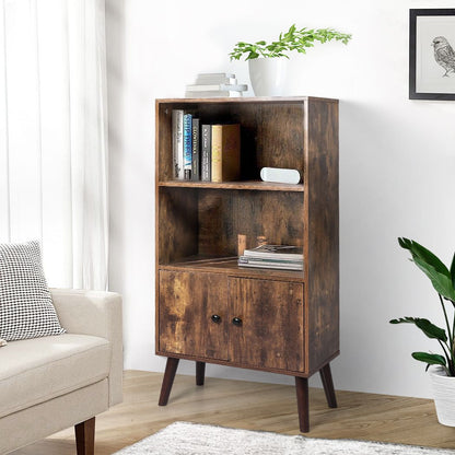 Industrial Display Shelf Cabinet Storage Bookshelf- Brown
