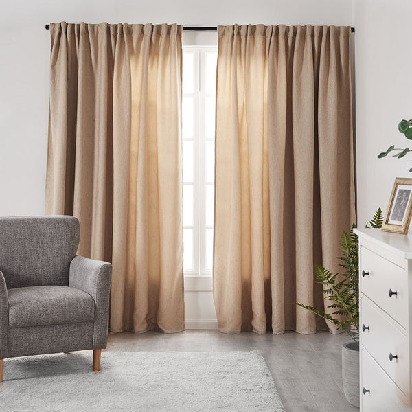  2X Blockout Premium quality Curtains buff 240CM x 230CM