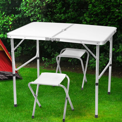Outdoor Foldable Camping Table Chair Set-Silver