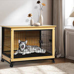 Wooden Wire Dog Kennel Side End Table Steel Puppy Crate Indoor Pet House XXL