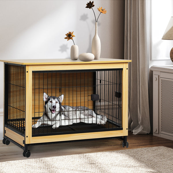  Wooden Wire Dog Kennel Side End Table Steel Puppy Crate Indoor Pet House XXL
