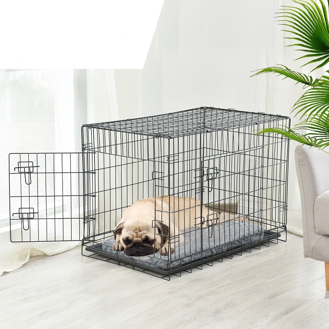 Foldable Metal Carrier Portable Kennel With Bed 36"
