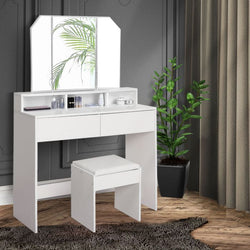 Dressing Table Stool Foldable Mirror Jewellery Cabinet Makeup Storage