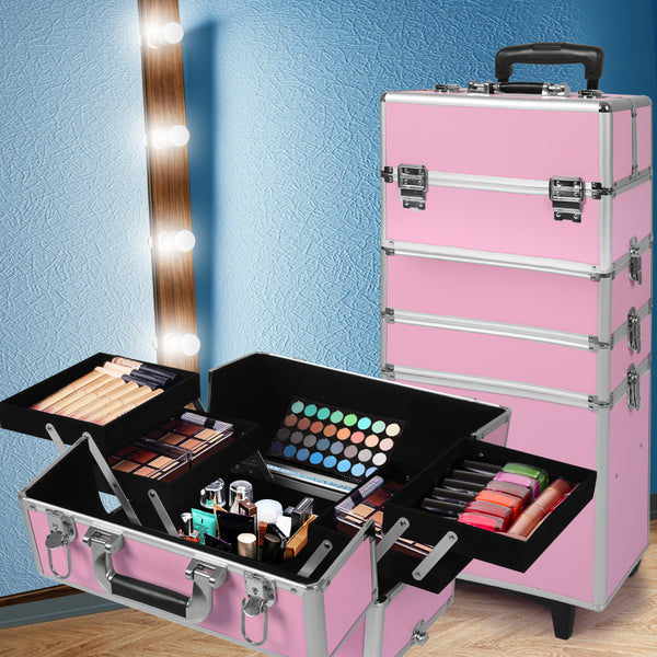  7-In-1 Professional makeup trolley Pink