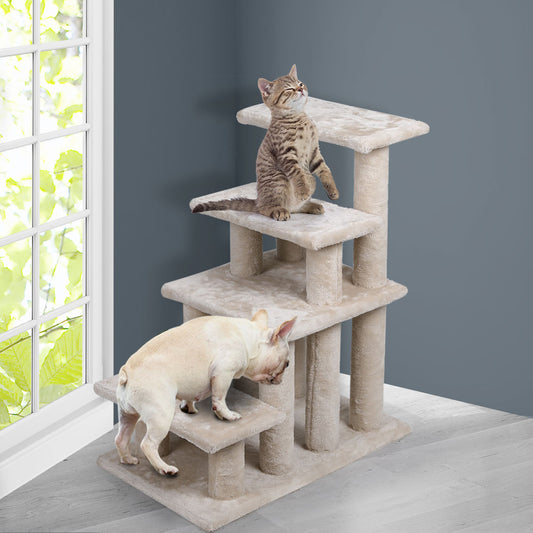 Cat Tree Beastie Scratching Condo Tower Scratcher Climbing Cream 
