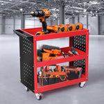 Tool Trolley Cart Workshop Storage Portable Steel Trolly Red/BlueBlack