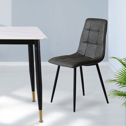 4x Dining Chairs Lounge Room Padded Seat PU Leather Grey/Blue