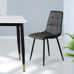 4x Dining Chairs Lounge Room Padded Seat PU Leather Grey/Blue