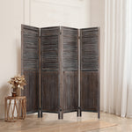Room Divider Folding Screen Privacy Dividers Stand Wood 4 Panel Brown
