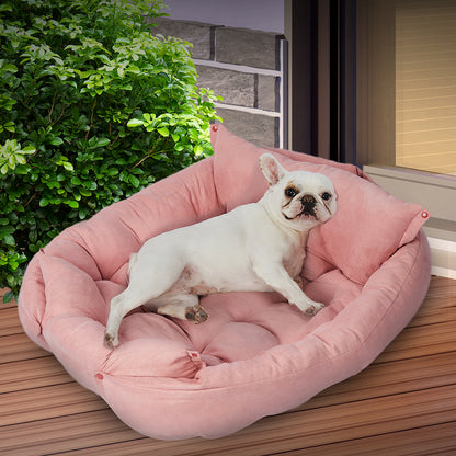 Pet Bed 2 Way Use Dog Cat Soft Warm Calming Mat Pink S